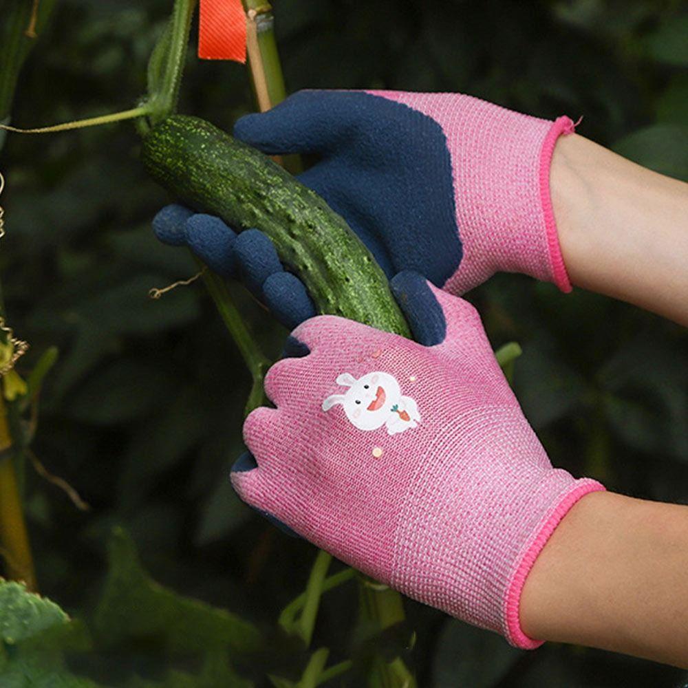 Multi-purpose Protective Mittens Cartoon Animal Latex Coated Gloves Kids Work Gloves Gardening