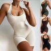 Новый женский однотонный сексуальный короткий спортивный комбинезон с открытой спиной и лямкой на шее