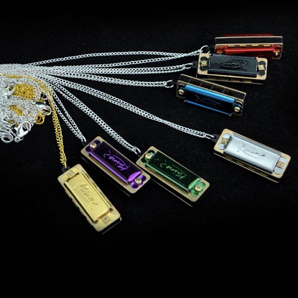 Ювелирные изделия из нержавеющей стали музыкальная мини-губная гармошка 4 отверстия 8 тонов цепочка ожерелье музыкальные игрушки