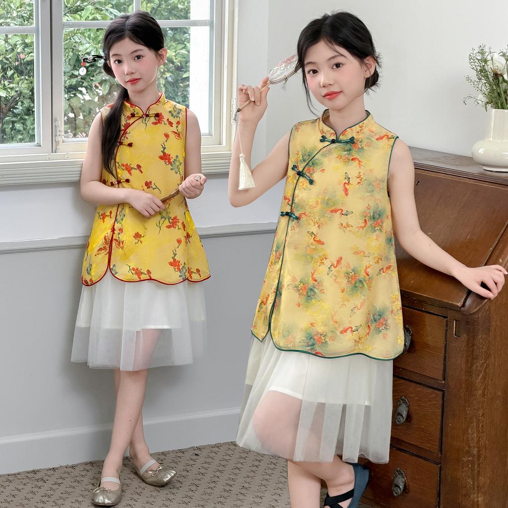 Girls' cheongsam dress summer dress 2026 new style children's Chinese style Tang dress Hanfu summer princess dress