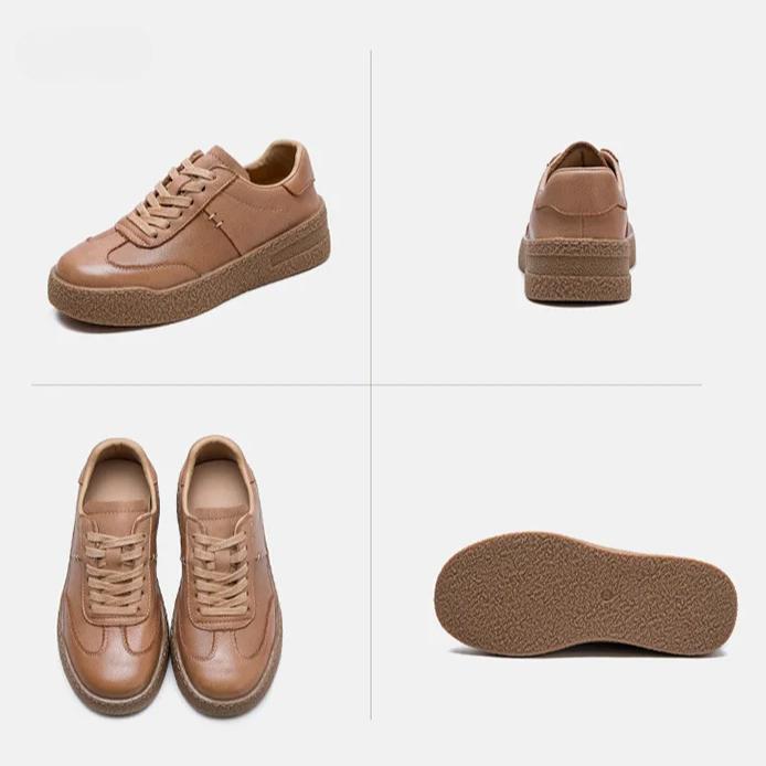 Johnature Туфли на плоской подошве в британском стиле, повседневные и универсальные, из натуральной кожи, с мягкой подошвой, на шнуровке, женские туфли