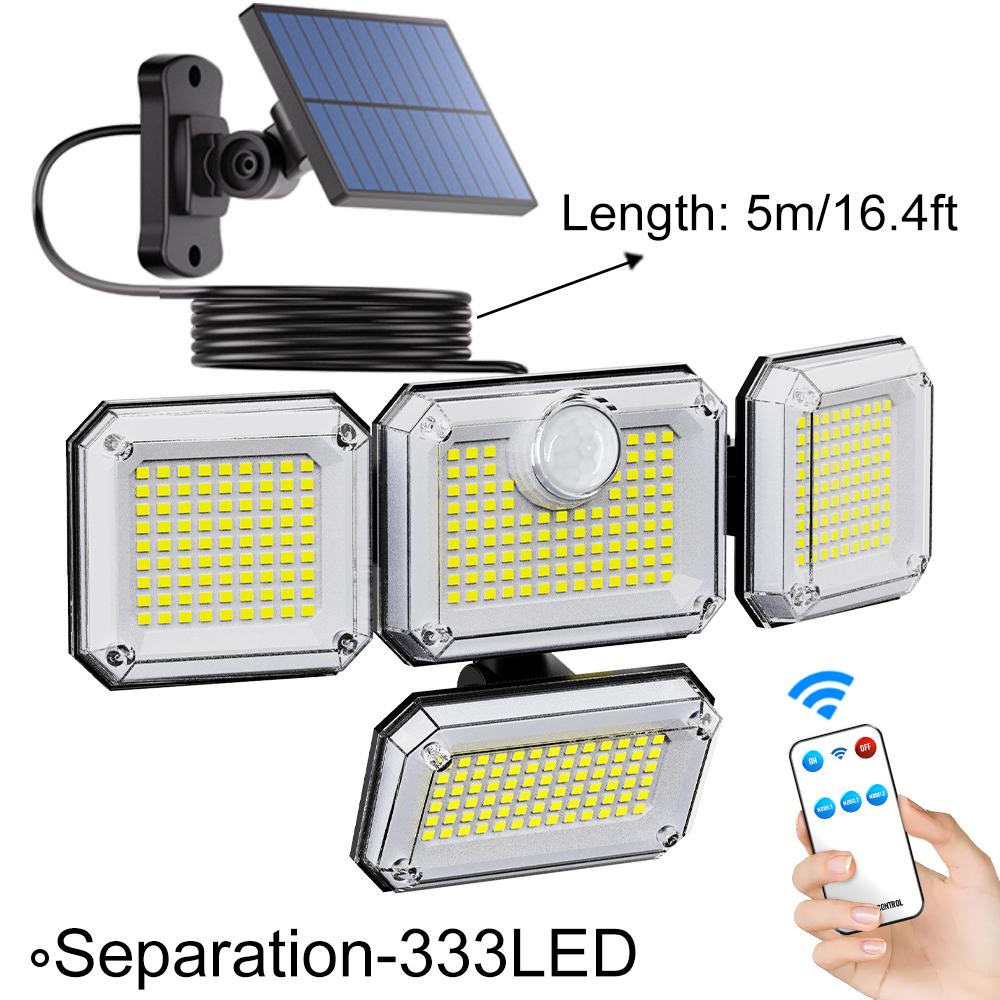 333 LED Solar Lights Outdoor Motion Sensor Human Induction 3 Modes IP65 Waterproof Solar Power Garage Yard Corridor Wall Lamp