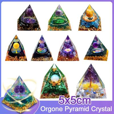 Генератор энергии Оргоновая пирамида Аметист Перидот Исцеляющий природный кристалл Рейки Генератор чакр Оргонит Пирамида Инструмент для медитации