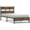 Metal Bed Frame without Mattress Smoked Oak Finish 107 x 203 cm