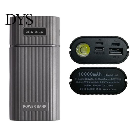 Зарядный бокс для аккумуляторов Power Bank Корпус Универсальный Удобный Без пайки Огнестойкий Ударопрочный Быстрая зарядка со светодиодным фонариком 2 x 18650 21700