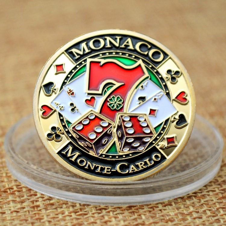 Gold-Plated American Commemorative Medal: Collectible Coin with Colored Poker Chip Design