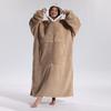Winter Wearable Blanket Bathrobe with Big Pocket Thick Double-sided Fleece Loose Long Sleeves Pajamas Heat Retention Full Protection Home Lazy