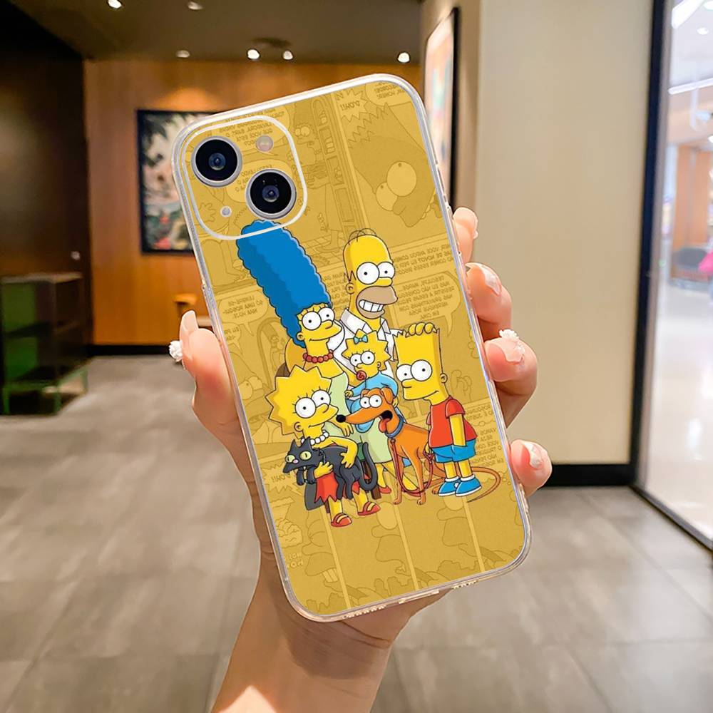 Симпсоны-Смешной Мультяшный Чехол для Телефона Для iPhone17,16,15,14,13,12,11 ,Pro Max, Plus Мягкий Силиконовый Прозрачный Чехол