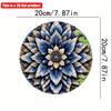 2D плоская 20*20 см 1 шт. Ретро синяя цветочная мандала круглая настенная художественная пластина, ностальгический и новаторский стиль, детальная симметрия, цветочный узор, украшение для окружающей среды