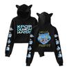 KPop Demon Hunters Cute Tiger Crop Tops Women Sweatshirt Long Sleeve Girls Fashion Hoodie