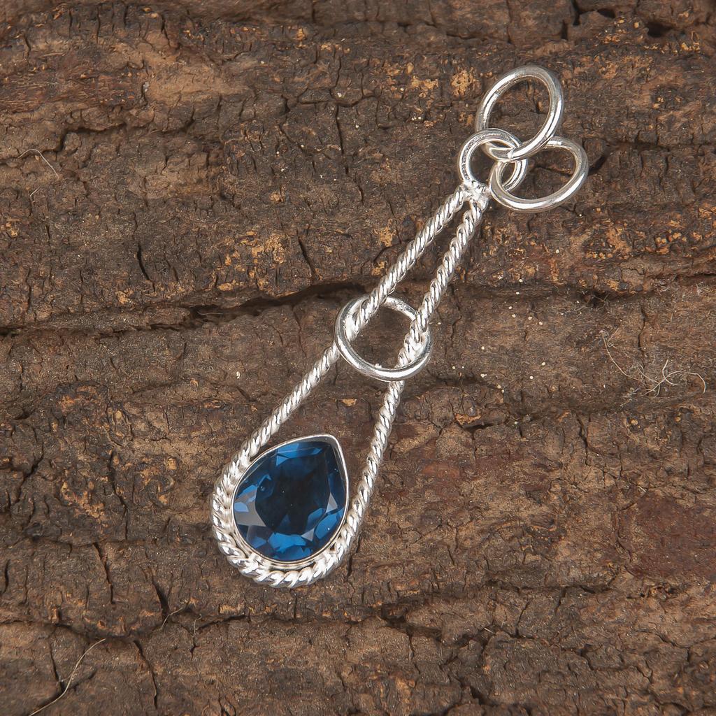 Украшения с лондонским голубым топазом, кулон из стерлингового серебра 925 пробы, кулон в богемном стиле ручной работы, подарок любви