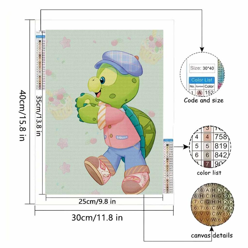 DIY Diamond Painting Little Turtle Cross Stitch Kit Mosaic Art Diamond Painting Full Circle Diamond Home Decoration