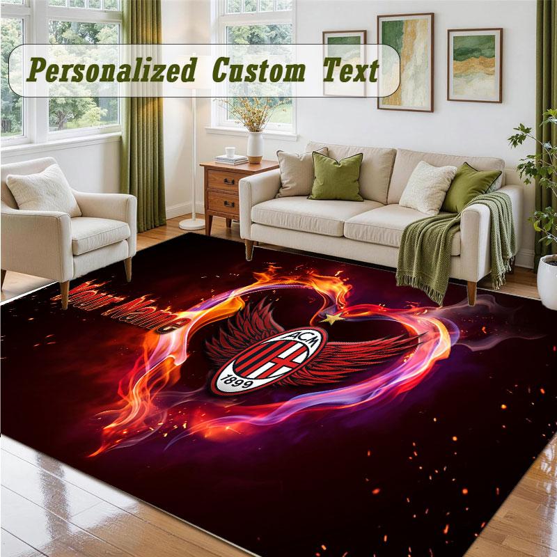 Crystal Velvet Square Rug Custom NameAC Milan Pattern Non Slip Home Floor Decor Rug