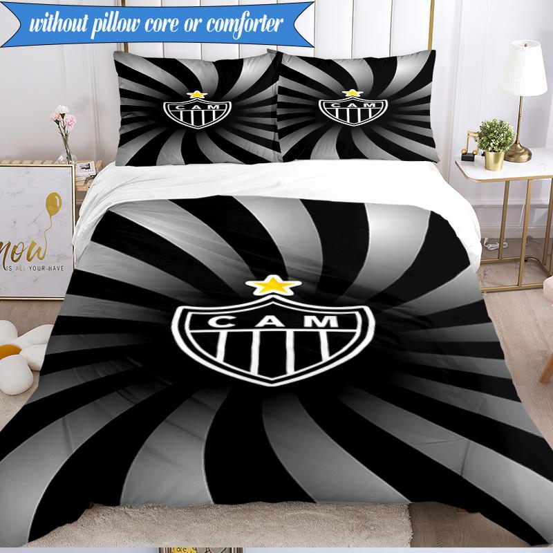3PCS Clube Atlético Mineiro With Shield Soft Bedding Set,Including 1pc Duvet Cover And 2pcs Pillowcases Perfect for Bedroom, Dormitory, Fan gift