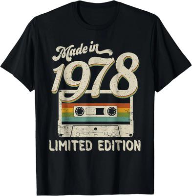 Сделано в 1978 году Ограниченная серия Футболка с винтажной кассетой на 43-й день рождения