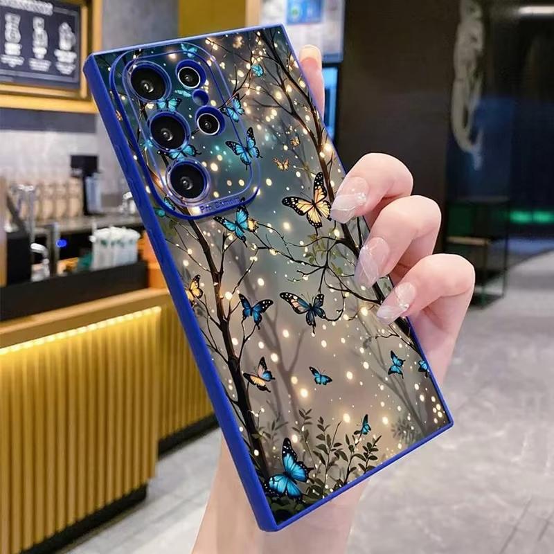 Светящийся в темноте чехол-бабочка для телефона Samsung Galaxy S25 S24 Ultra S23 FE S22 Plus S21S20 A54 A55 Мягкий противоударный чехол с полным покрытием