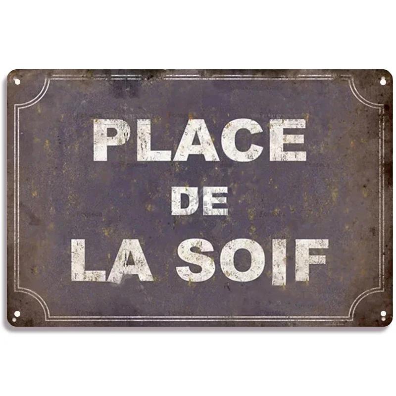 Винтажные Забавные Металлические Жестяные Вывески Place des Aperos Табличка Для Бара, Паба, Клуба, Настенный Декор, Жестяная Картина Ретро Домашняя Декоративная Тарелка