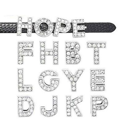 10 шт. AZ 8 мм горный хрусталь слайд-подвеска в виде буквы «сделай сам» для кожаного браслета с именем пояса