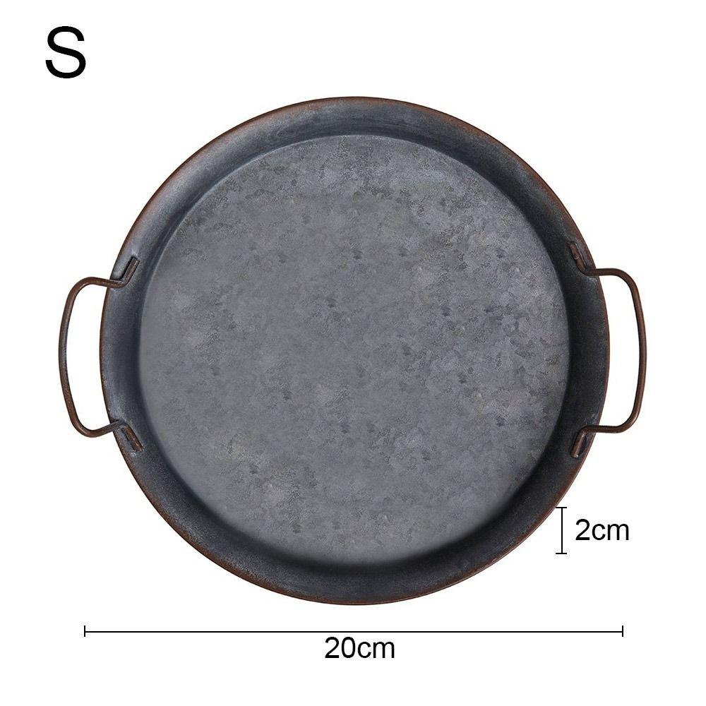 Декор Круглый Железный Ремесло Декоративный Поднос Хранение Поднос для Подачи Хлеба Подносы для Хлеба Ретро Металлическая Тарелка