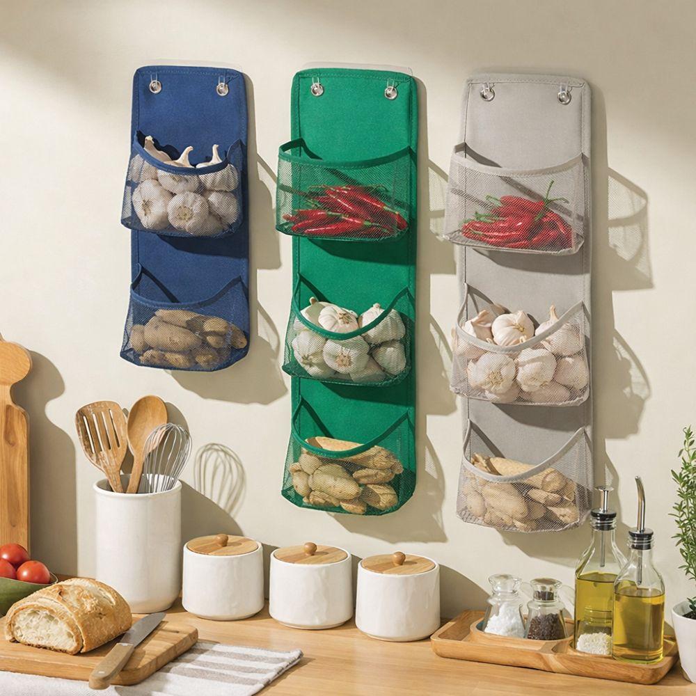 Space Saving Wall Mounted Basket No Drill Bathroom Organizer Seasoning Sorting Bag Closet Door