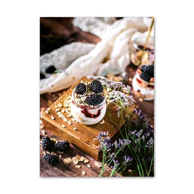 Завтрак шоколадное кольцо торт кофе хлеб плакаты на скандинавскую тему принты настенная живопись на холсте картины десертный магазин домашний декор