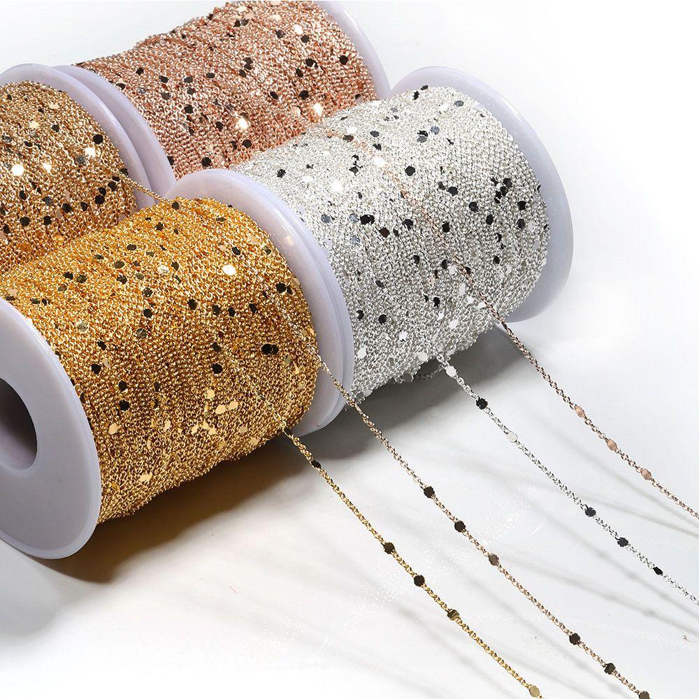 Gold Silver Copper Cable Necklace Components Craft DIY 2M Sequins Chain Findings Jewelry Making
