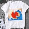 This Stylish Women's Summer T-shirt Features A Whale and Wave Print, in A Trendy Japanese Harajuku Style.Summer Streetwear Y2K