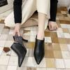 Sexy Women's Ankle Boots Black Elegant with Medium Heels Booties Pointed Toe Work Footwear Short Shoes for Woman Comfortable