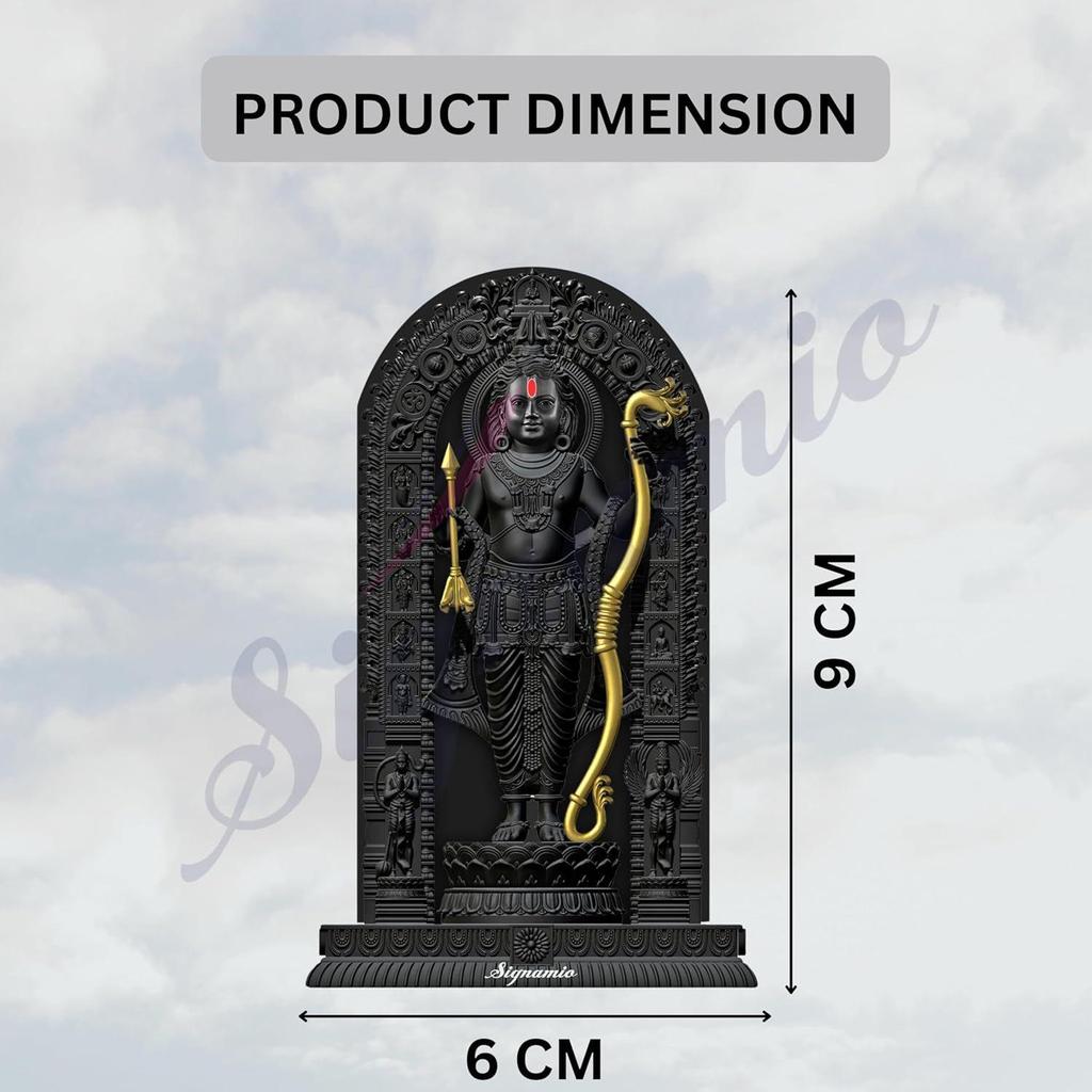 Статуэтка Рам Лаллы в Айодхье для приборной панели автомобиля, с элегантным черным идолом Бога-защитника автомобиля и аксессуарами, модель Рамлалы и Рам Мурти Айодхья