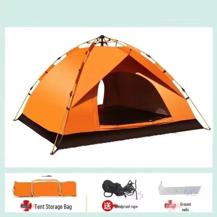 Двухслойная автоматическая палатка для кемпинга на 3-4 человека с полным набором снаряжения для активного отдыха