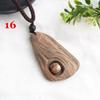 Jewelry Adjustable Long Chain Vintage Natural Stone Necklace Sandalwood Pendant Handmade Wooden