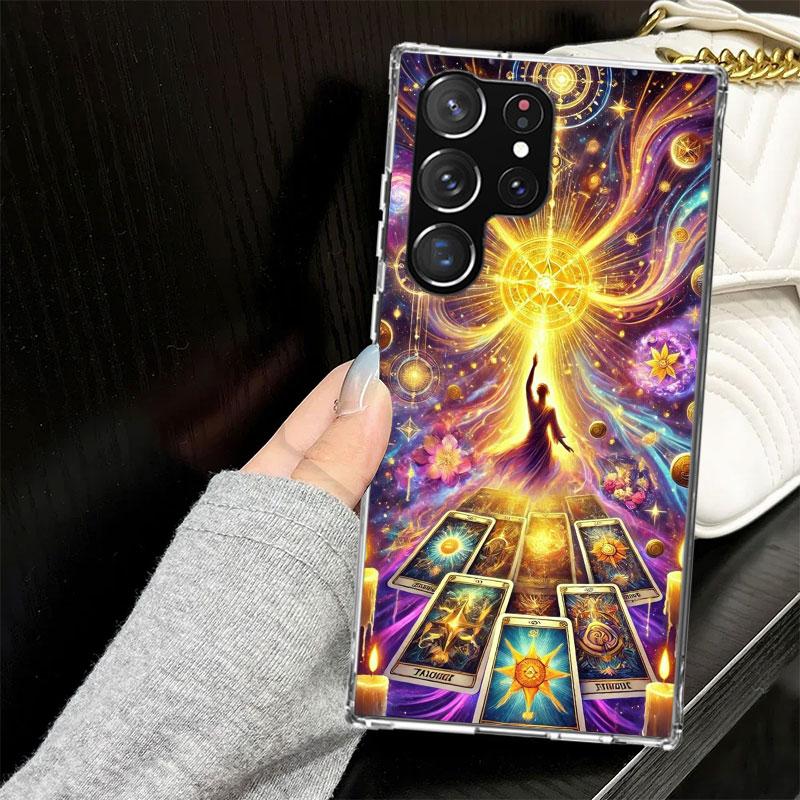Чехол-кошелек для карт Таро с изображением ведьмы для Samsung Galaxy S25 S24 S23 S22 Ultra Мягкий чехол для телефона S25 Edge S21 Plus S20 FE S10 + Черный чехол