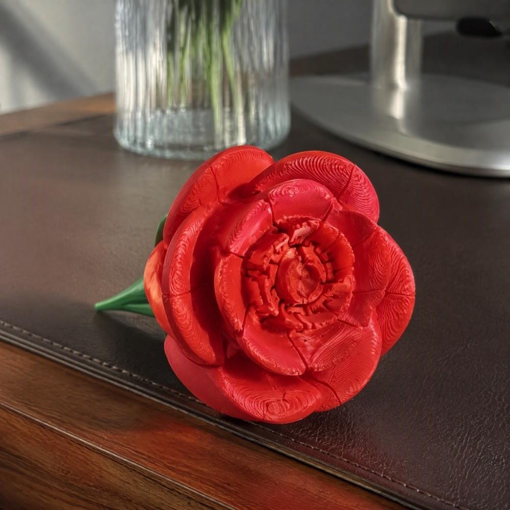3D Printed Rose Spill Fidget Toy Portable Rose Retractable Toy Desktop Ornament