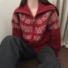 Жаккардовый кардиган женский на молнии, короткий, вязаный, новинка осени и зимы, свитер с узором "Fair Isle", рождественская винтажная куртка