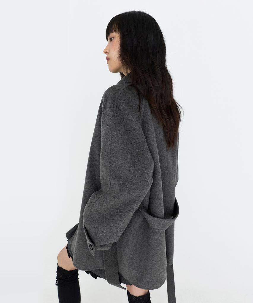MONGDOL Cashmere Wool Handmade Half Coat Grey Mdct013Gray