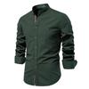 Мужская рубашка с длинным рукавом в стиле business casual, хлопково-льняная, для повседневной носки