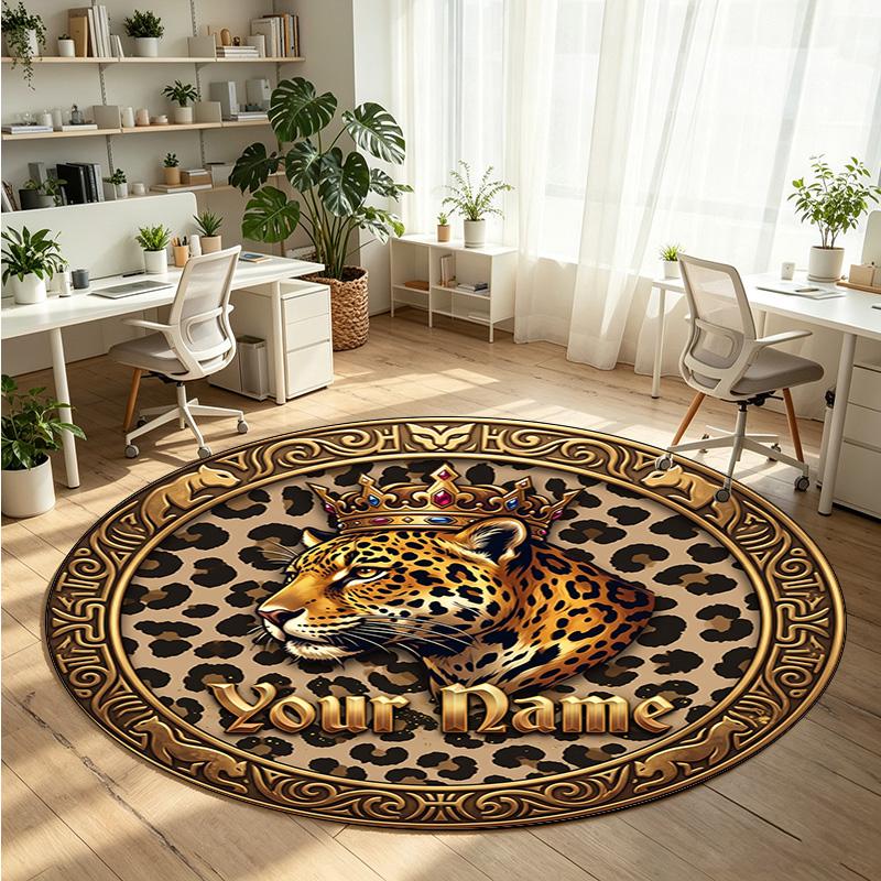 Mandala Ornament (414) Theme Round Crystal Velvet Rug Custom Name Text Personalized Floor Mat Home Decor Non Slip Crystal Carpet