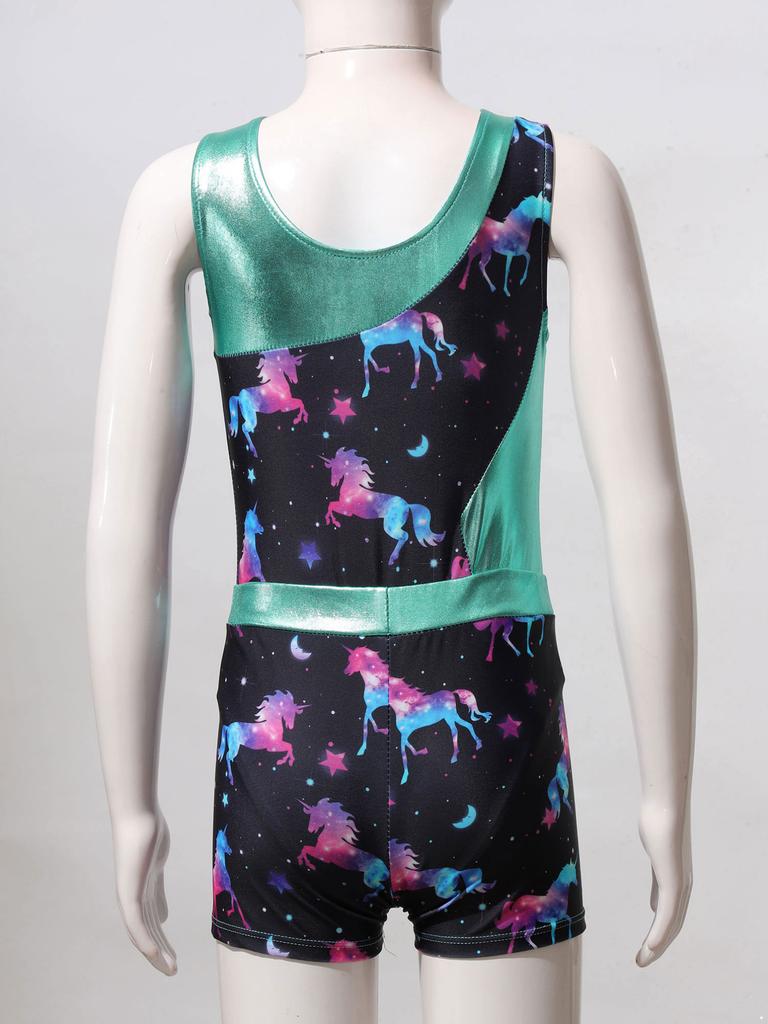 Детские спортивные комплекты для гимнастики, йоги, танцев для девочек, нарядный купальник с принтом и шорты, танцевальная одежда, наряды