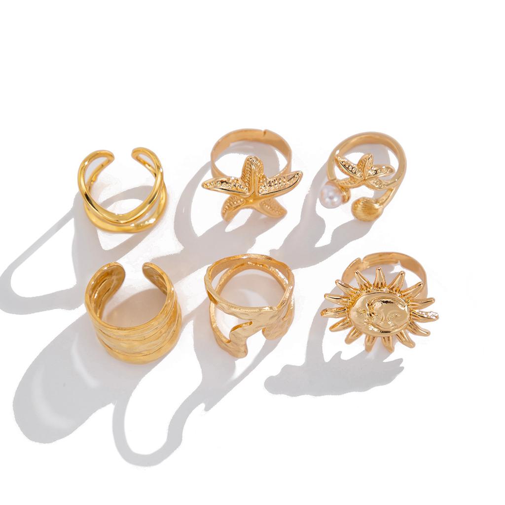 Accessories Ocean Wind Fashion Starfish Ring Set Personality Irregular Joint Ring Light Luxury Ring Women