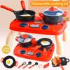 1 Set Mini Kitchen Cooking Playset Adjustable Knob Stove with Sound Light Cookware Accessories Toddlers Children Chef Pretend