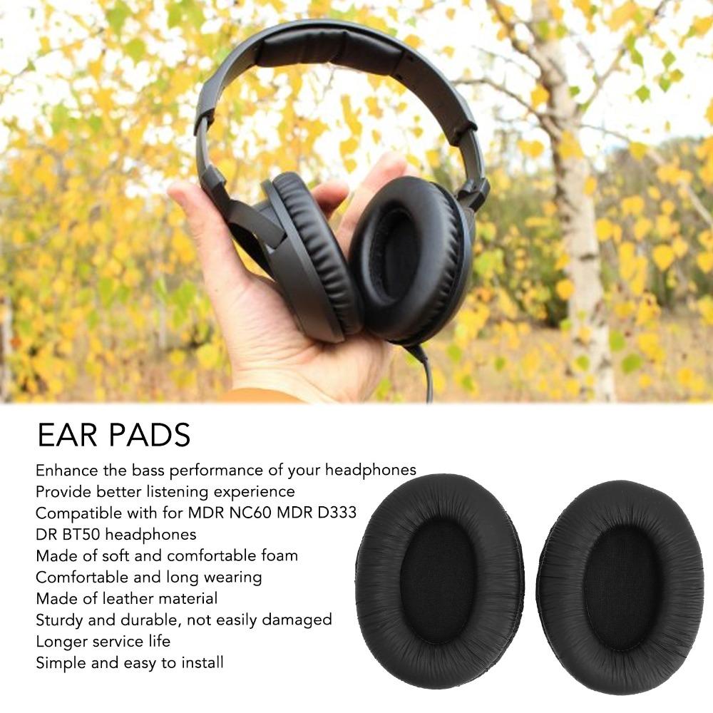2PCS Crinkled Leather Replacement Ear Pads Ear Covers for MDR NC60 MDR D333 DR BT50 Headphone Repair