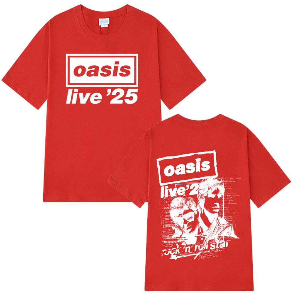 2025 Summer OASIS Live Tour Vintage T-shirt Men Woman 100% Pure Cotton Printed T-shirt Loose Breathable T Shirts Fans Gift Y2k