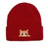 Cartoon Ginger Cat Winter Knit Cap Beanie, Animal Woman Cap Versatile Candy Color Sporting Pompom Beanies Knitted Hat Beanie