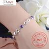 Authentic 925 Sterling Silver Endless Love Infinity Chain Link Adjustable Women Bracelet Luxury Silver Jewelry SCB037