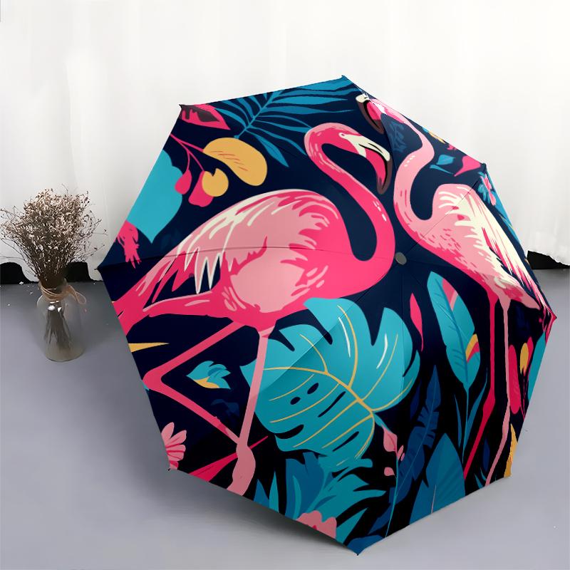 1 шт. Автоматический складной зонт - милый розовый узор, Портативный и складной дизайн с 8 спицами, Рождественские и Новогодние подарки
