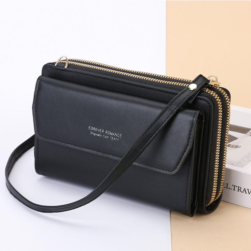 Женская сумка-мессенджер, большая вместительная сумка для мобильного телефона, модная сумка на плечо с двойной молнией, сумка для мобильного телефона