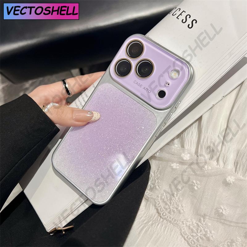 Чехол для телефона iPhone 17 16 15 14 13 12 Pro Max с эффектом гало-глиттера, окошком для камеры, защитой стеклянной линзы, жесткой задней крышкой из поликарбоната