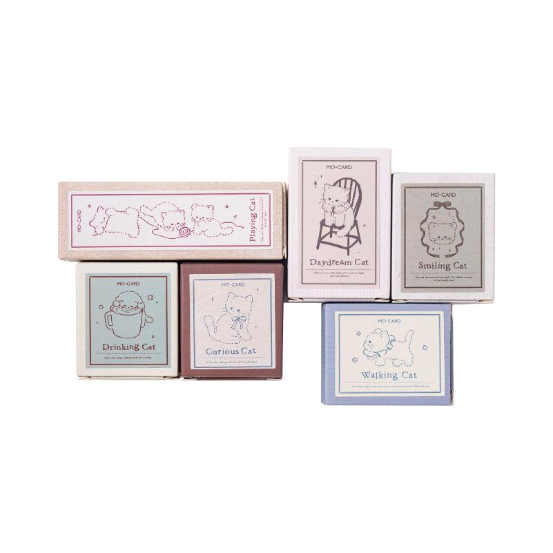 JIANWU Cat and Soft Dream Series Kawaii Cat Landscape Material Collage Wooden Stamp Creative DIY Journal Stationery