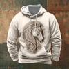 Мужская толстовка с капюшоном с тиснением в стиле вестерн и принтом лошади, осенняя одежда с длинным рукавом, модная уличная одежда с капюшоном больших размеров, повседневный пуловер