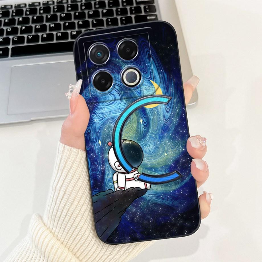 Мягкий силиконовый ТПУ матовый чехол Funda для Infinix GT 20 Pro / Infinix X6871 GT20Pro, задняя крышка, Астронавт, Лунная ночь, Расписной